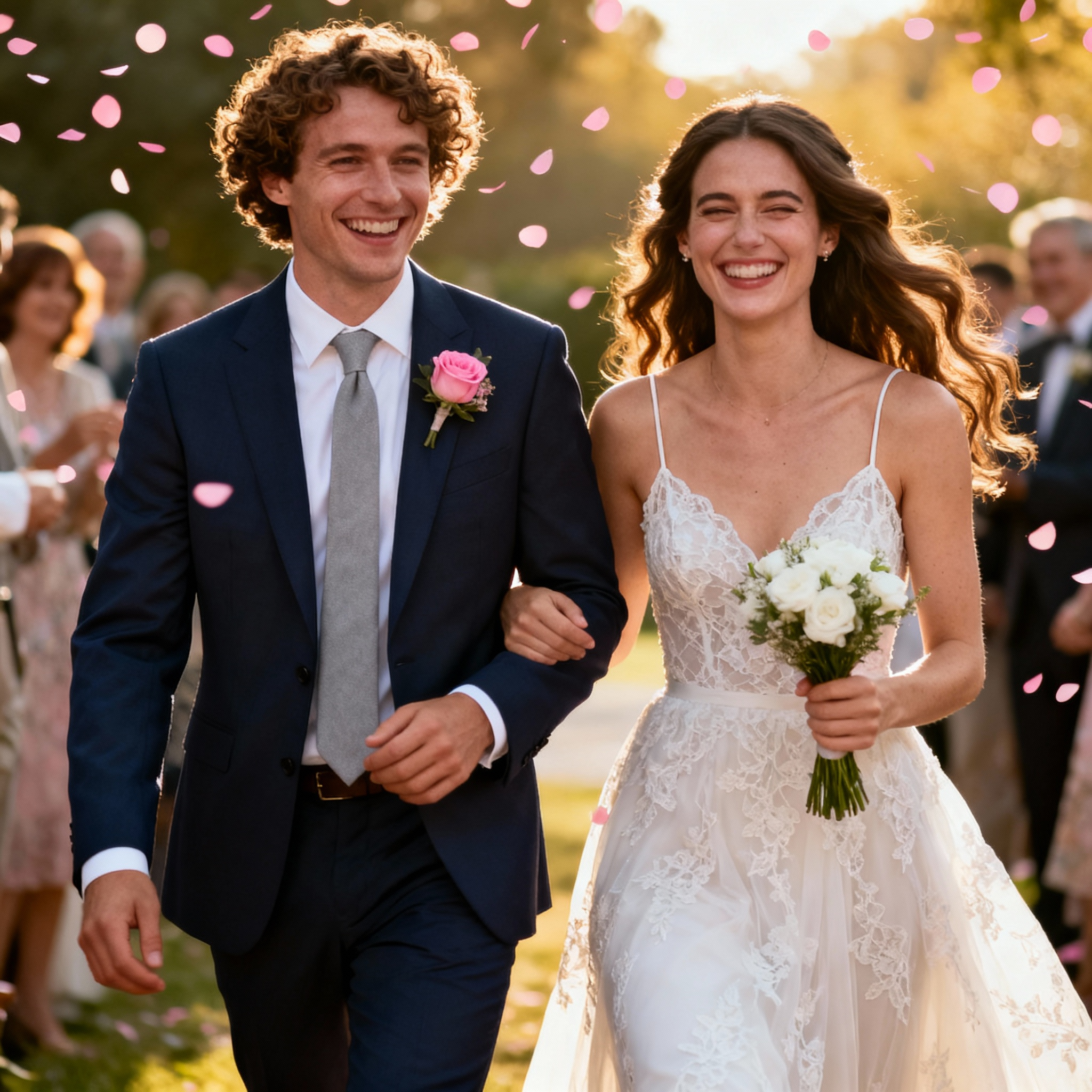 couple walking down aisle together